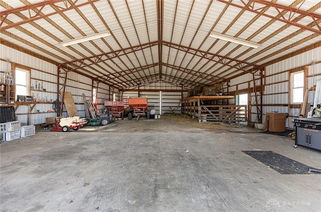 garage with metal wall