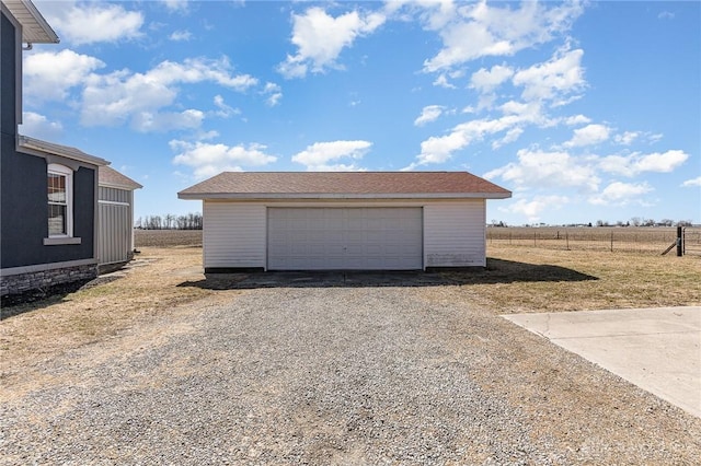 view of detached garage