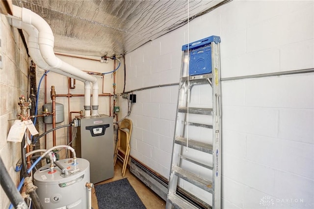 utility room with electric water heater