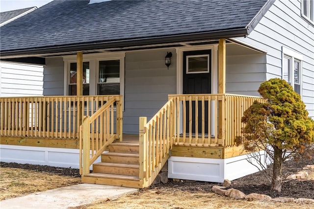 2724 Whittier Ave, Dayton, OH 45420 - view of exterior entry featuring roof with shingles and covered porch