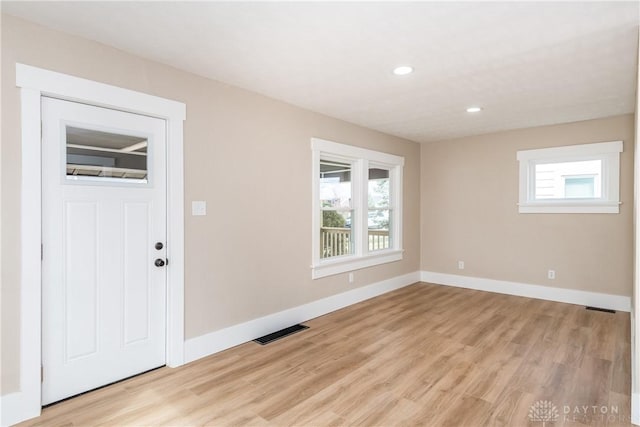 2724 Whittier Ave, Dayton, OH 45420 - foyer featuring visible vents, light wood finished floors, plenty of natural light, and recessed lighting