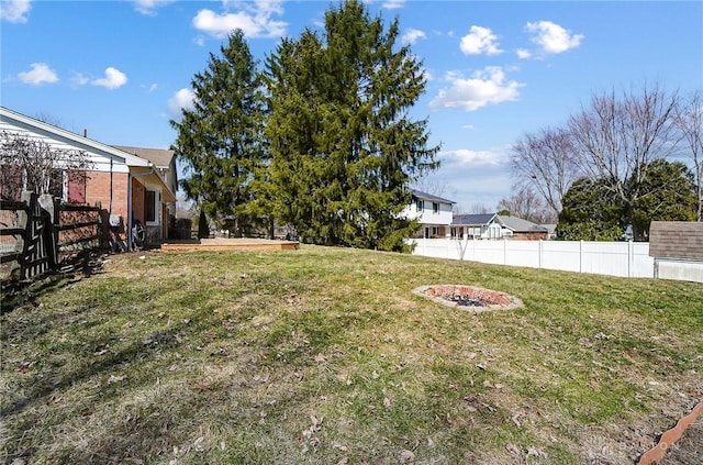 view of yard with a fenced backyard