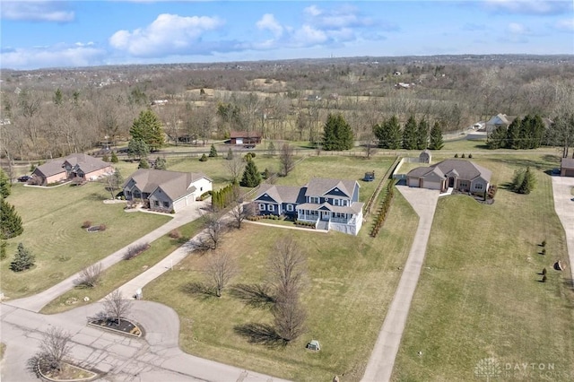 drone / aerial view with a residential view