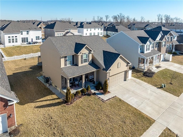 bird's eye view with a residential view