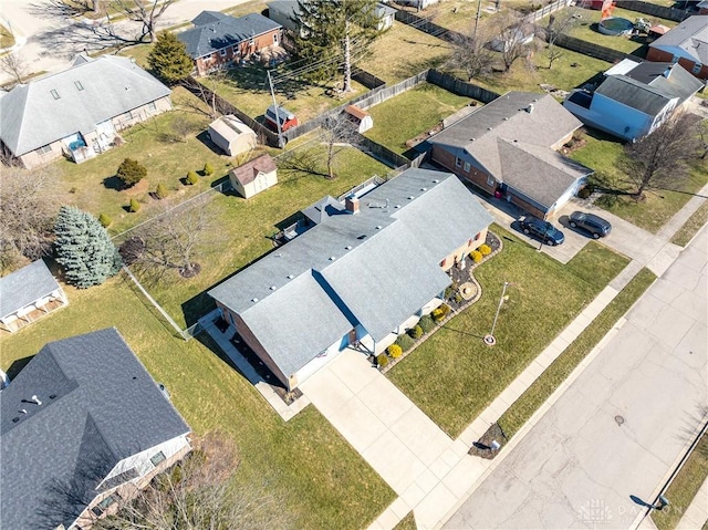 bird's eye view with a residential view