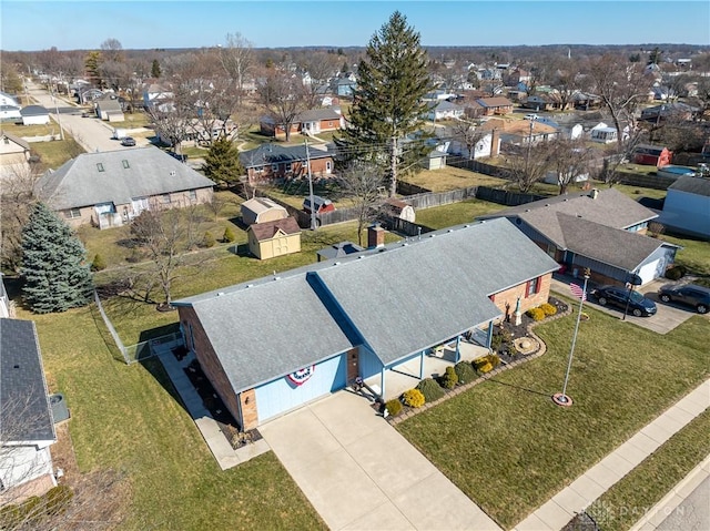 bird's eye view with a residential view