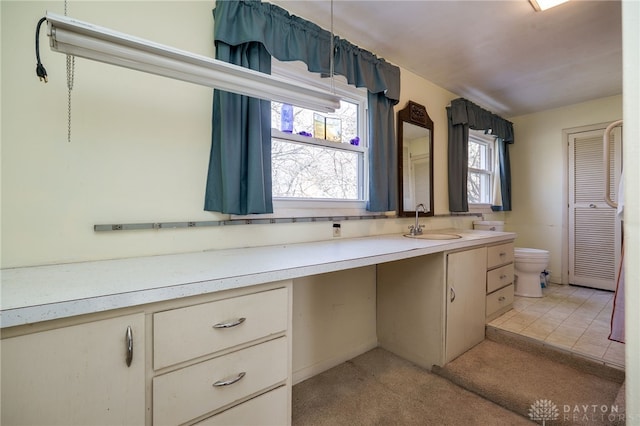 bathroom featuring vanity and toilet