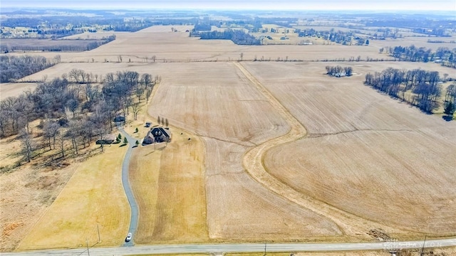 aerial view featuring a rural view