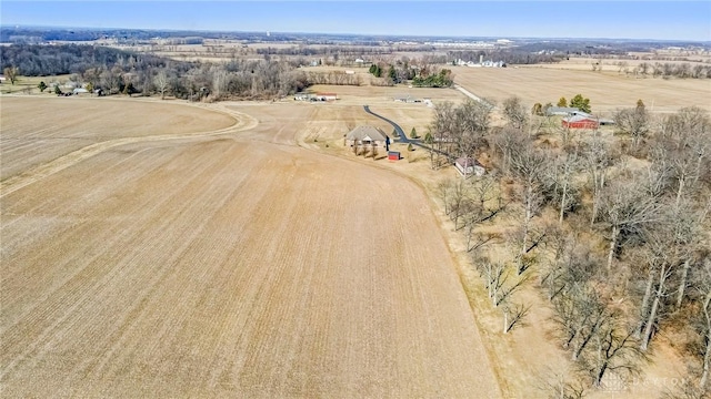 aerial view with a rural view