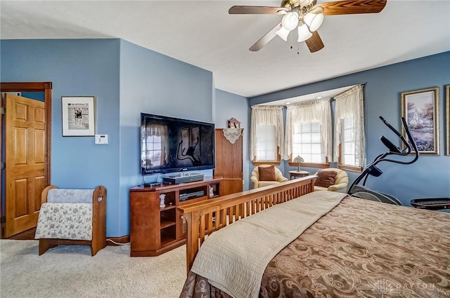 bedroom featuring a ceiling fan and carpet flooring