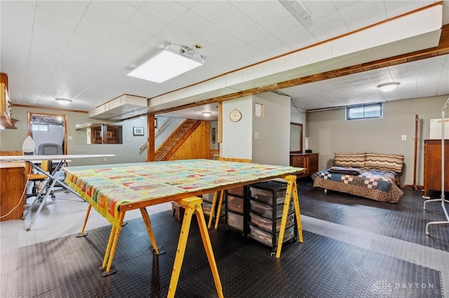 dining area with stairs