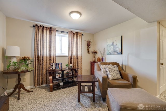 living area with baseboards