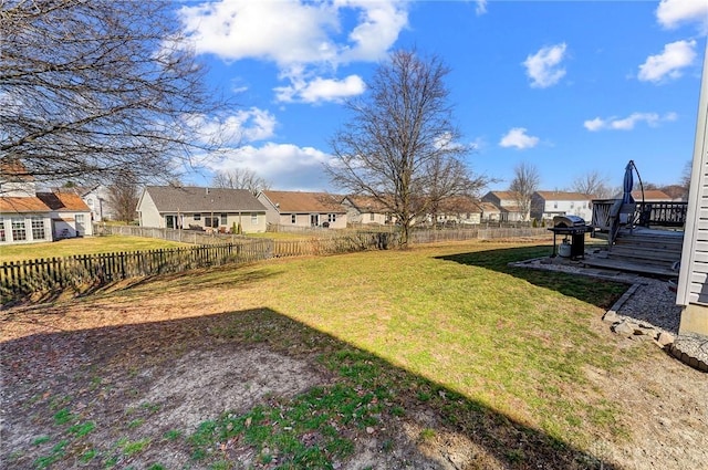 view of yard featuring a residential view and a fenced backyard