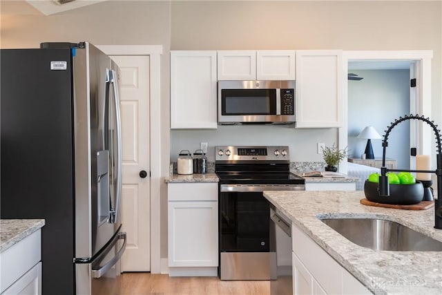 kitchen featuring white cabinetry, appliances with stainless steel finishes, and a sink