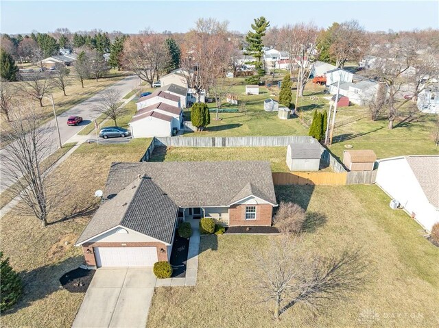 aerial view with a residential view