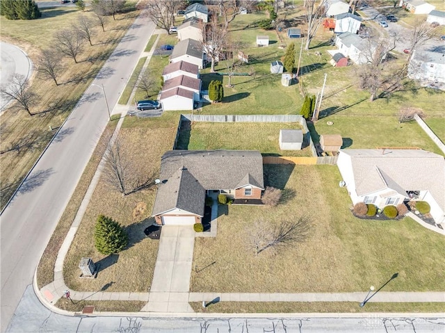 aerial view with a residential view