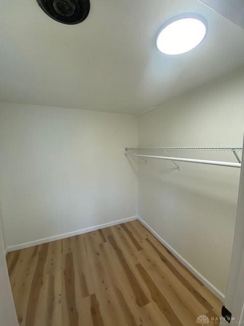 walk in closet featuring light wood-style flooring