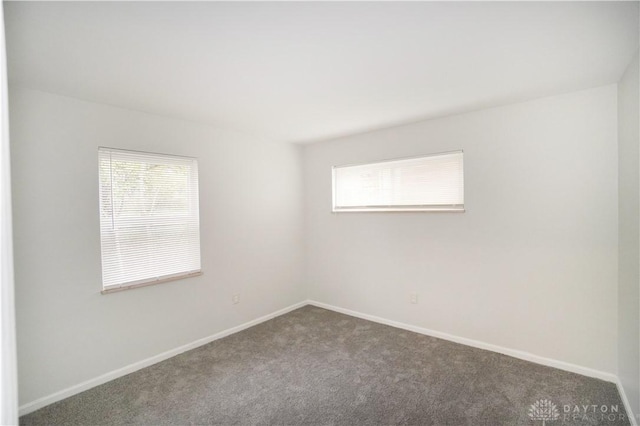 unfurnished room with baseboards, a healthy amount of sunlight, and carpet flooring