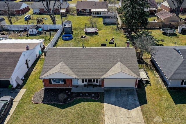 aerial view with a residential view