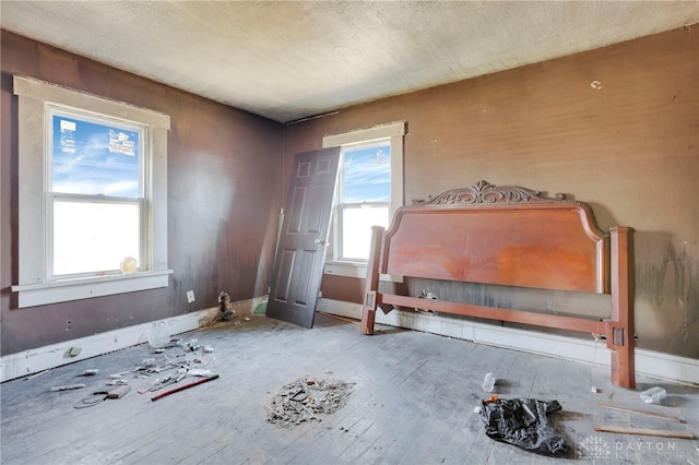 interior space with a textured ceiling