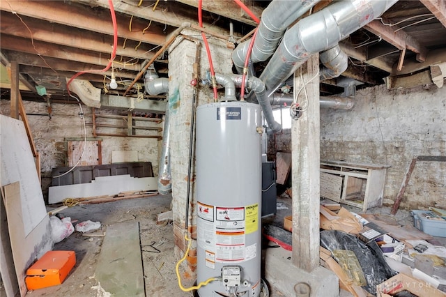 utility room with gas water heater