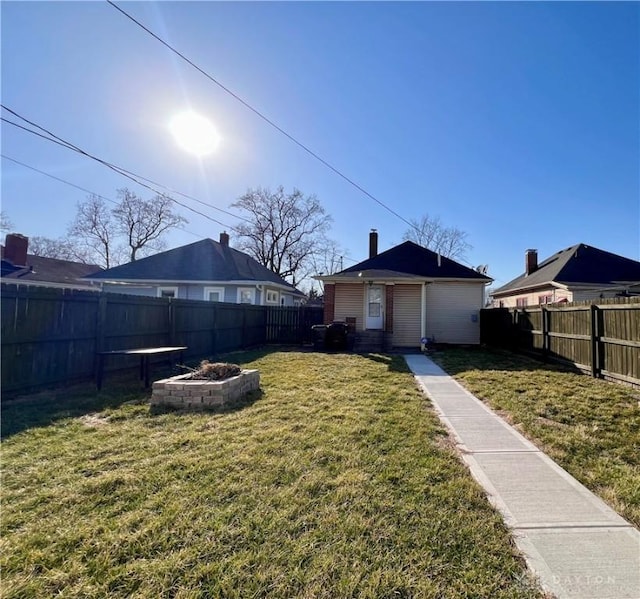 view of yard featuring a fenced backyard