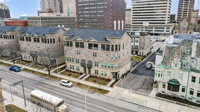 drone / aerial view featuring a view of city