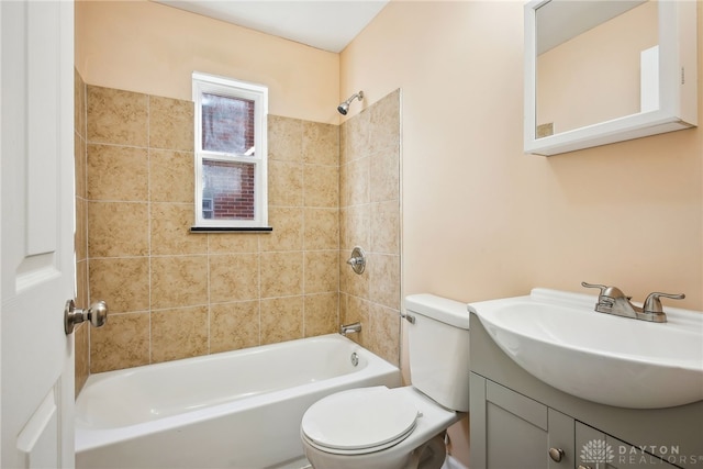 full bathroom with tub / shower combination, toilet, and vanity