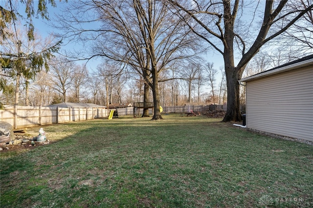 view of yard featuring a fenced backyard