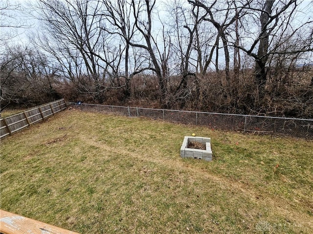 view of yard with a fenced backyard