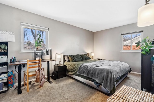 bedroom with baseboards and carpet floors