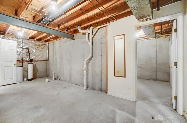 view of unfinished basement