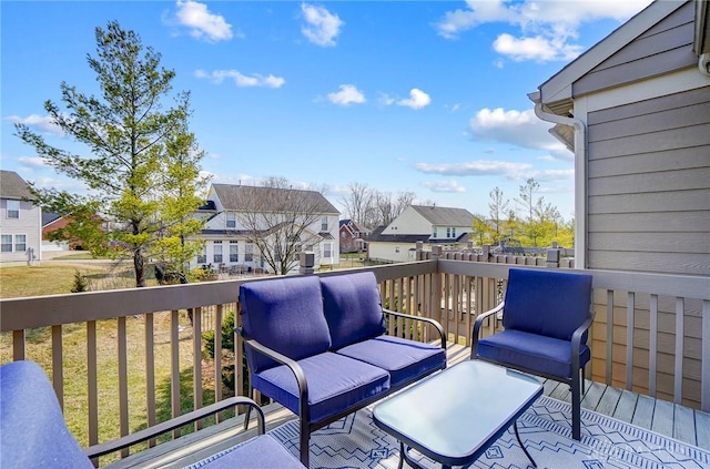 wooden deck with a residential view