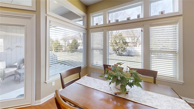 dining space featuring baseboards