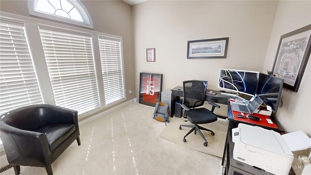 view of carpeted office space