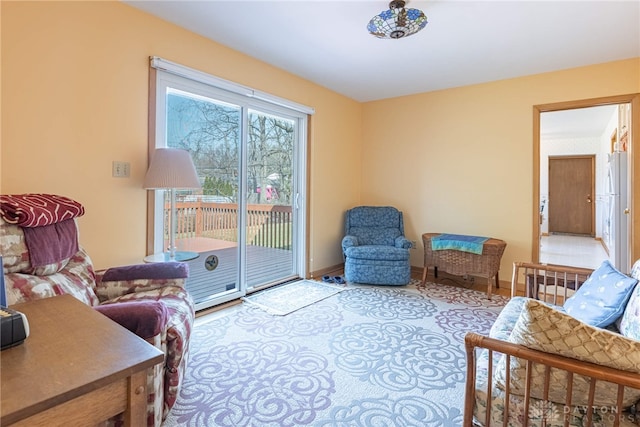 living area with baseboards