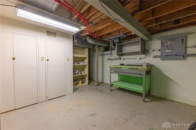 unfinished basement with visible vents