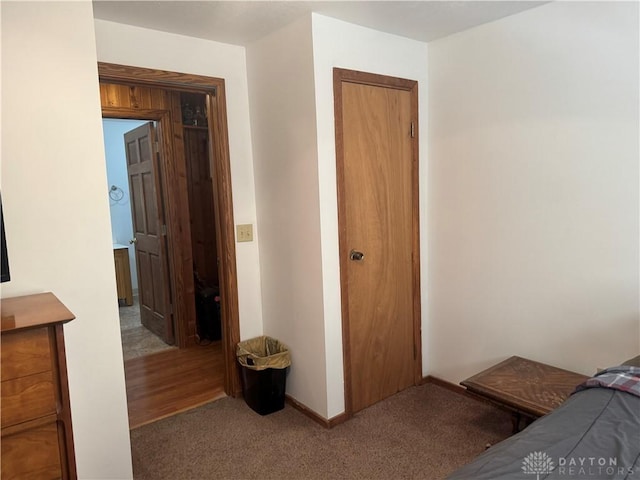 bedroom with a closet and carpet floors