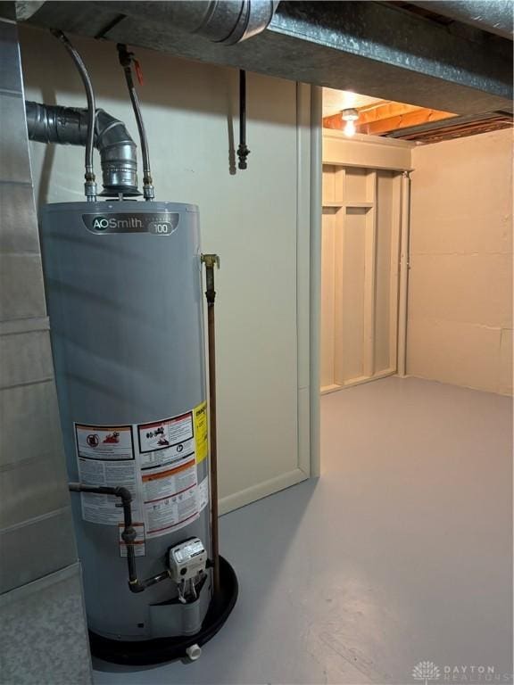 utility room with water heater