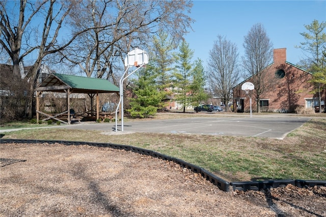 view of sport court featuring community basketball court and a gazebo