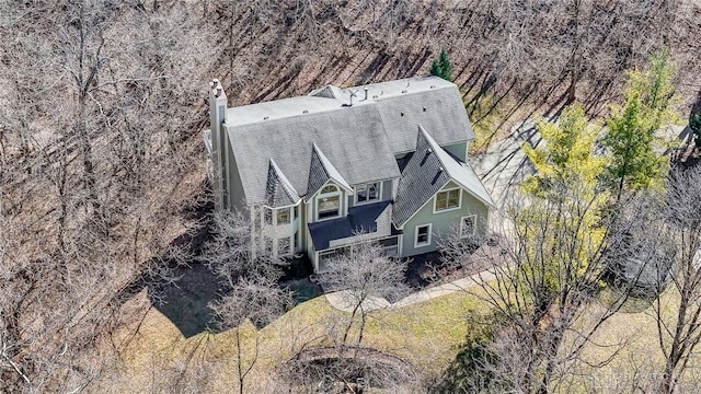 aerial view with a forest view