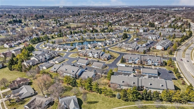 drone / aerial view with a residential view