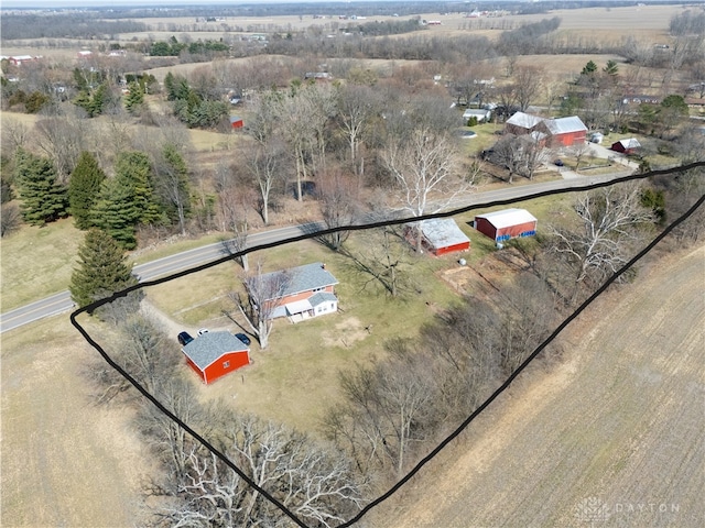 aerial view featuring a rural view