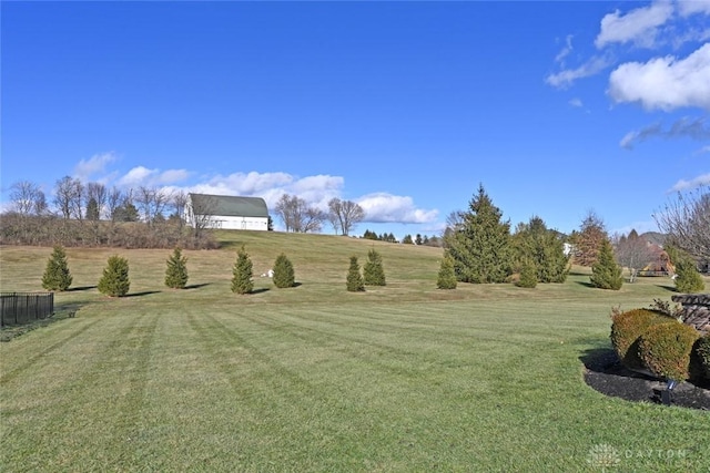 view of yard with a rural view