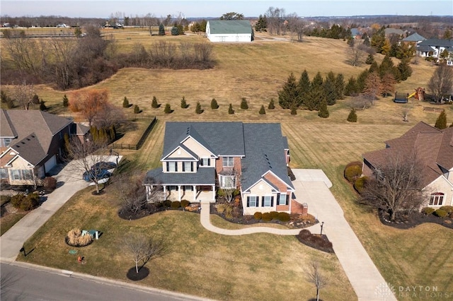 drone / aerial view featuring a rural view