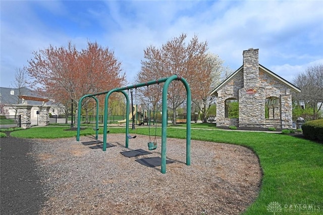 community play area featuring a yard