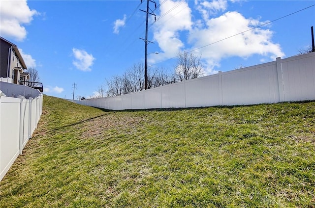 view of yard featuring fence