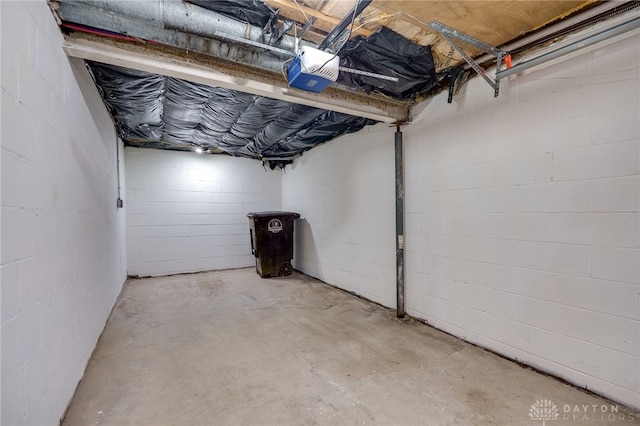 view of unfinished basement