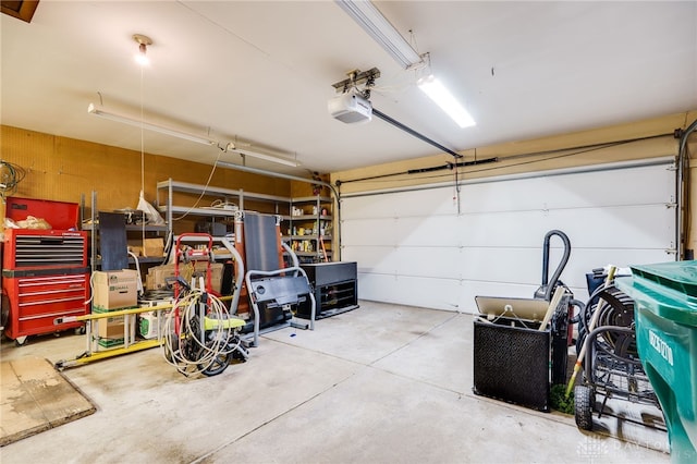 garage with a garage door opener