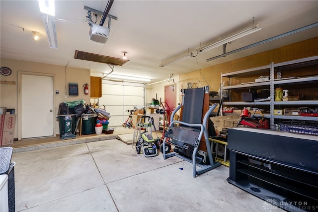 garage with a garage door opener